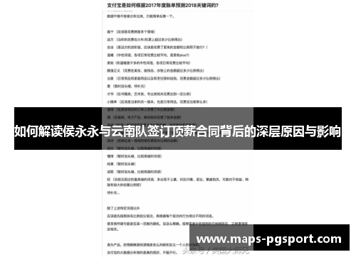 如何解读侯永永与云南队签订顶薪合同背后的深层原因与影响