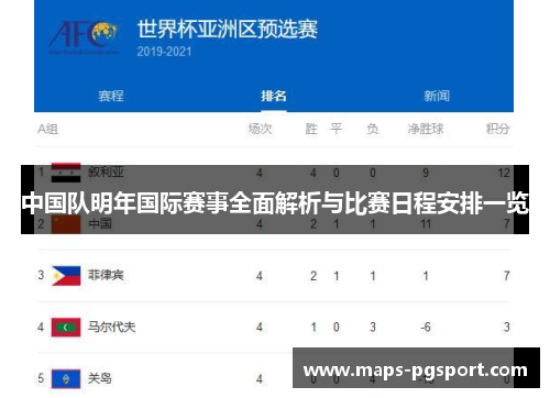 中国队明年国际赛事全面解析与比赛日程安排一览