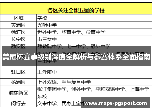 美冠杯赛事级别深度全解析与参赛体系全面指南